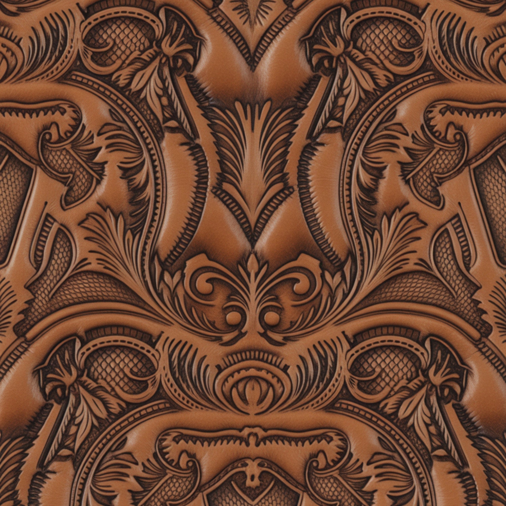 Western Tooled Leather Pattern 3 Quilting Cotton Fabric