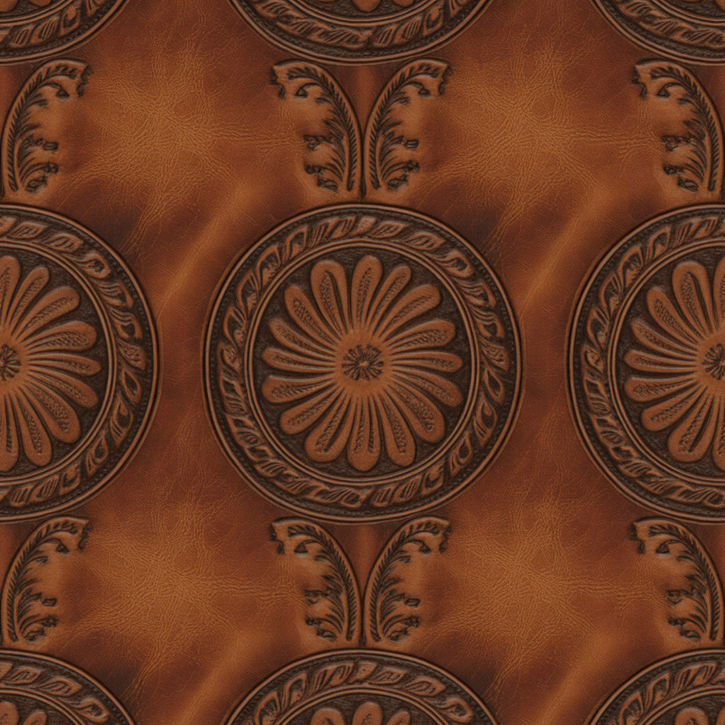 Western Tooled Leather Pattern 4 Minky Fabric