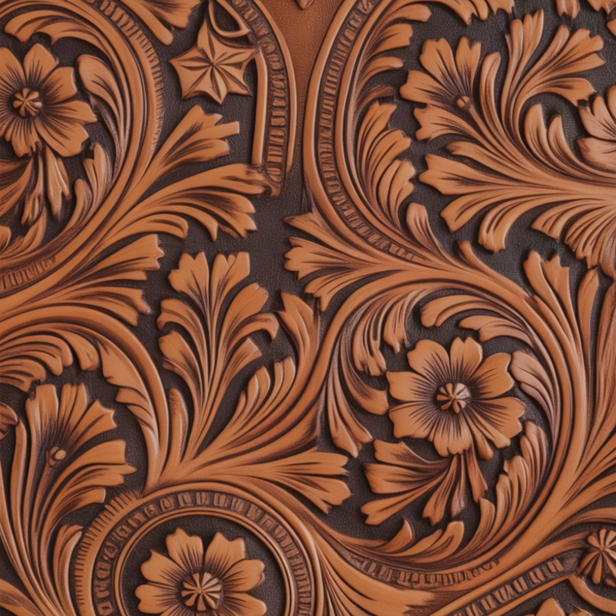Western Tooled Leather Pattern 5 Quilting Cotton Fabric