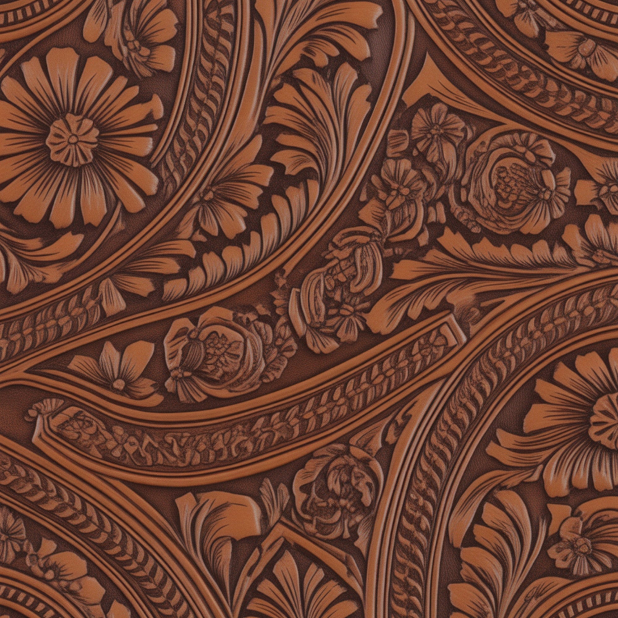 Western Tooled Leather Pattern 6 Quilting Cotton Fabric