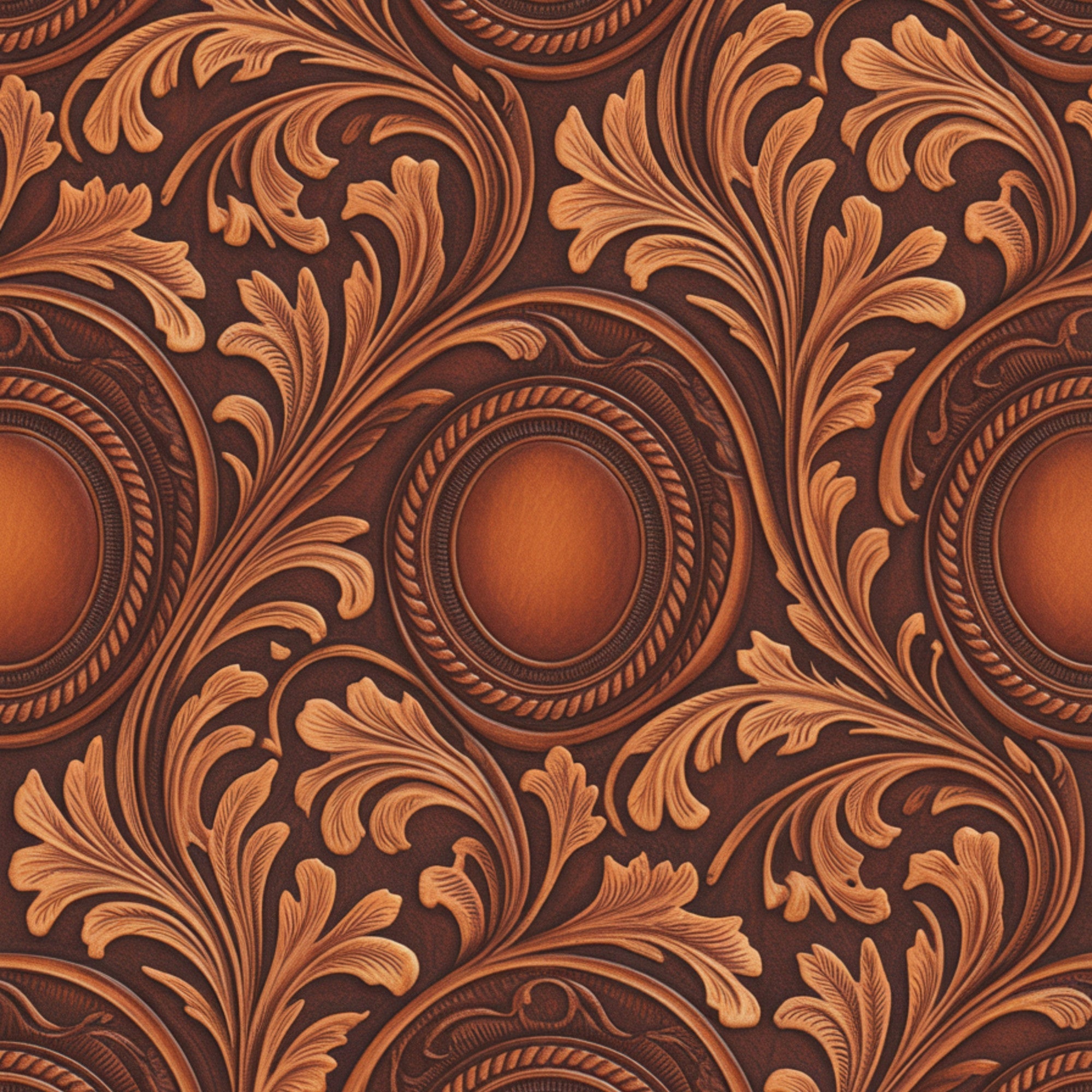 Western Tooled Leather Pattern 8 Quilting Cotton Fabric
