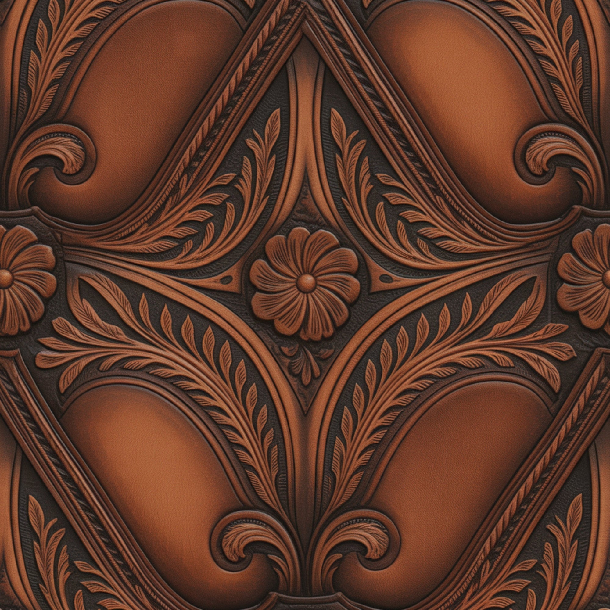 Western Tooled Leather Pattern 9 Quilting Cotton Fabric