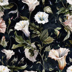 White Morning Glory Pattern 10 Minky Fabric