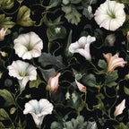 White Morning Glory Pattern 12 Minky Fabric