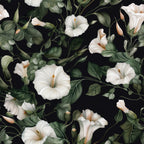 White Morning Glory Pattern 3 Minky Fabric