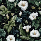 White Morning Glory Pattern 5 Minky Fabric
