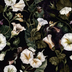 White Morning Glory Pattern 7 Minky Fabric