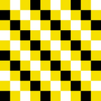 A checkered pattern of evenly alternating yellow, black, and white squares forming a grid.