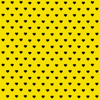 Black heart pattern on a yellow background, evenly spaced across the image.