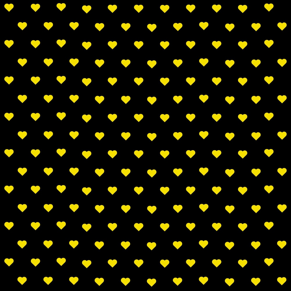 Pattern of small yellow hearts evenly spaced on a black background.