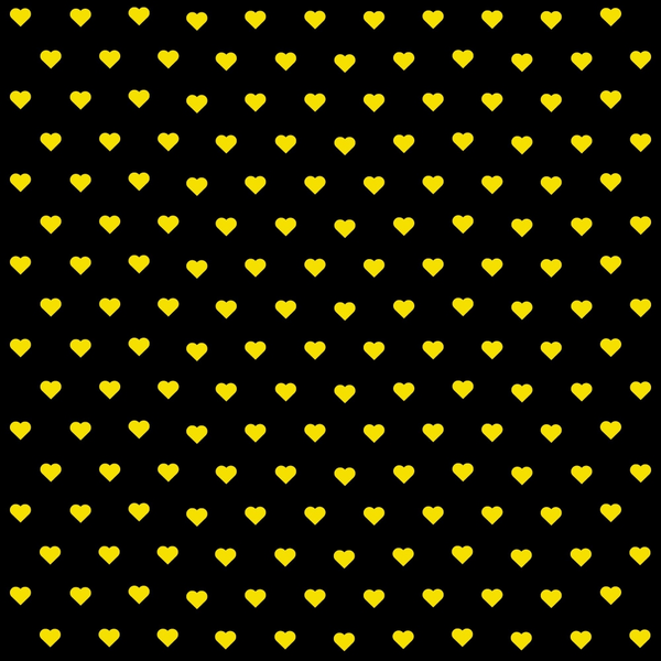 Pattern of small yellow hearts evenly spaced on a black background.