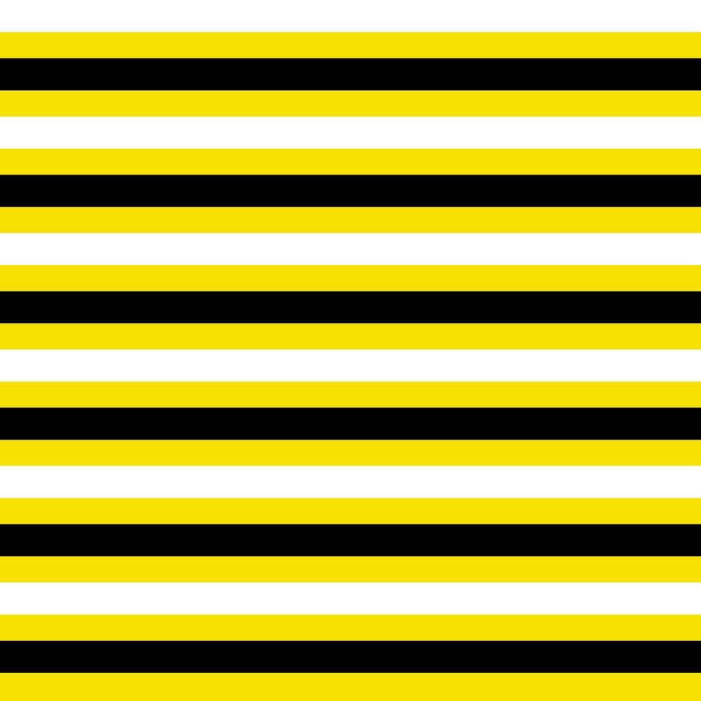 A pattern of alternating black and yellow horizontal stripes against a white background.