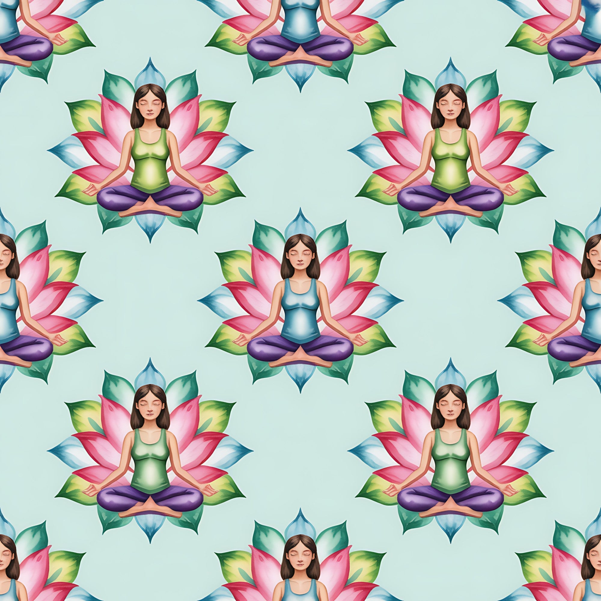 Lotus Meditation Pattern 4 Minky Fabric