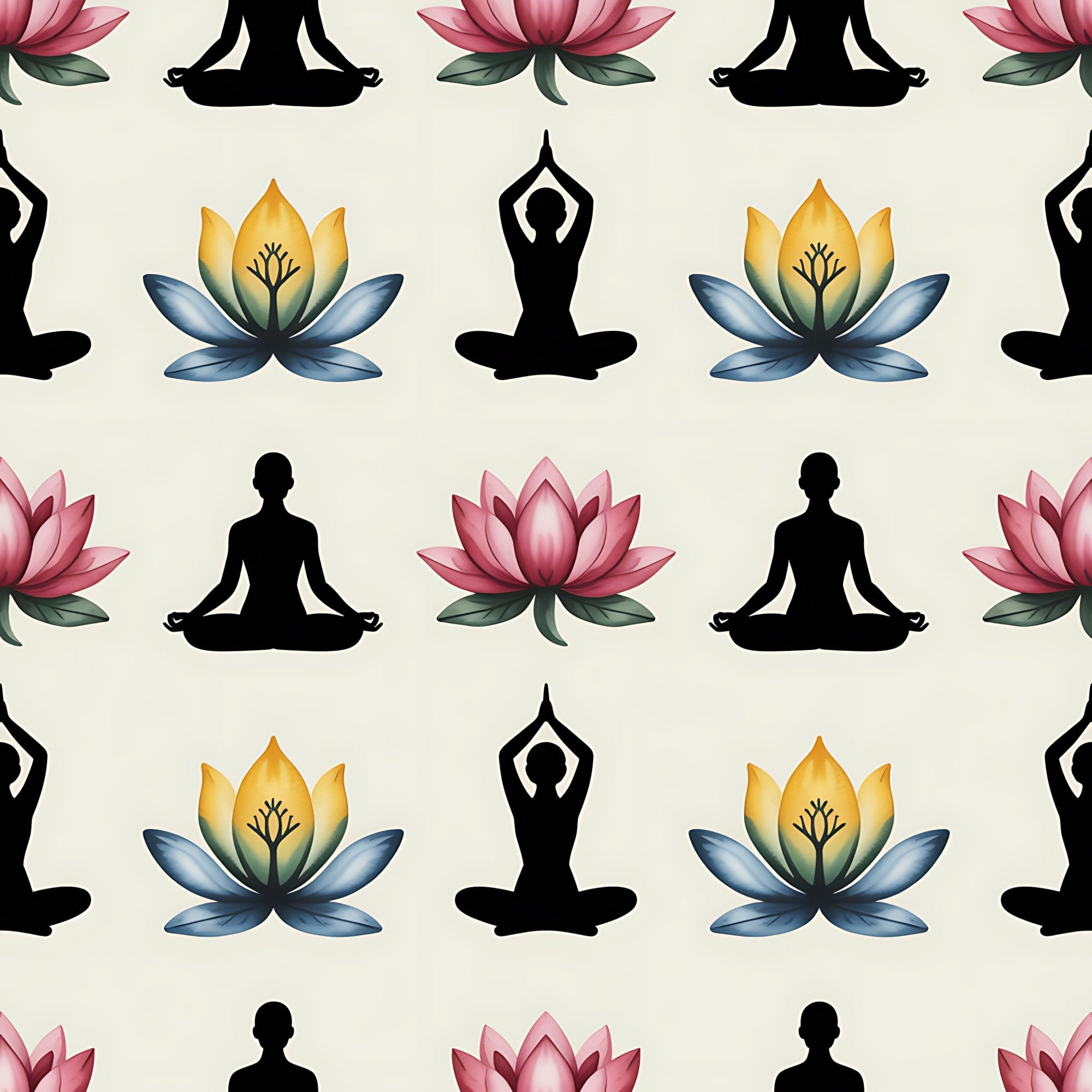 Lotus Meditation Pattern 6 Minky Fabric