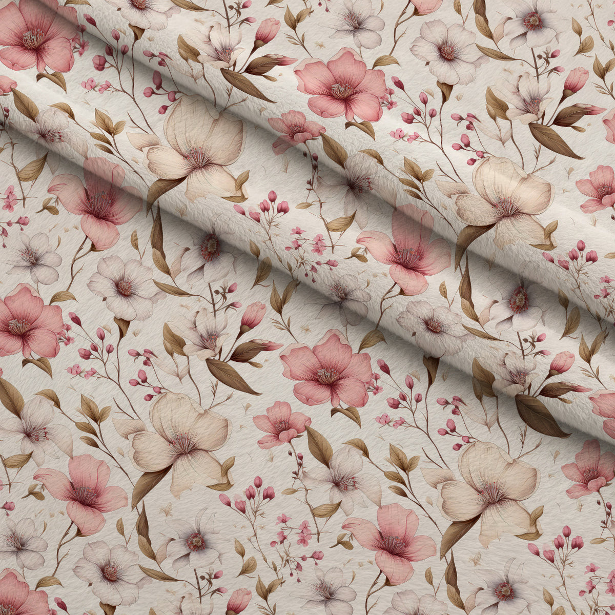 Airy Blooms Pattern 1 Minky Fabric — plush minky folded close-up preview (mv-minky-v1:lying)