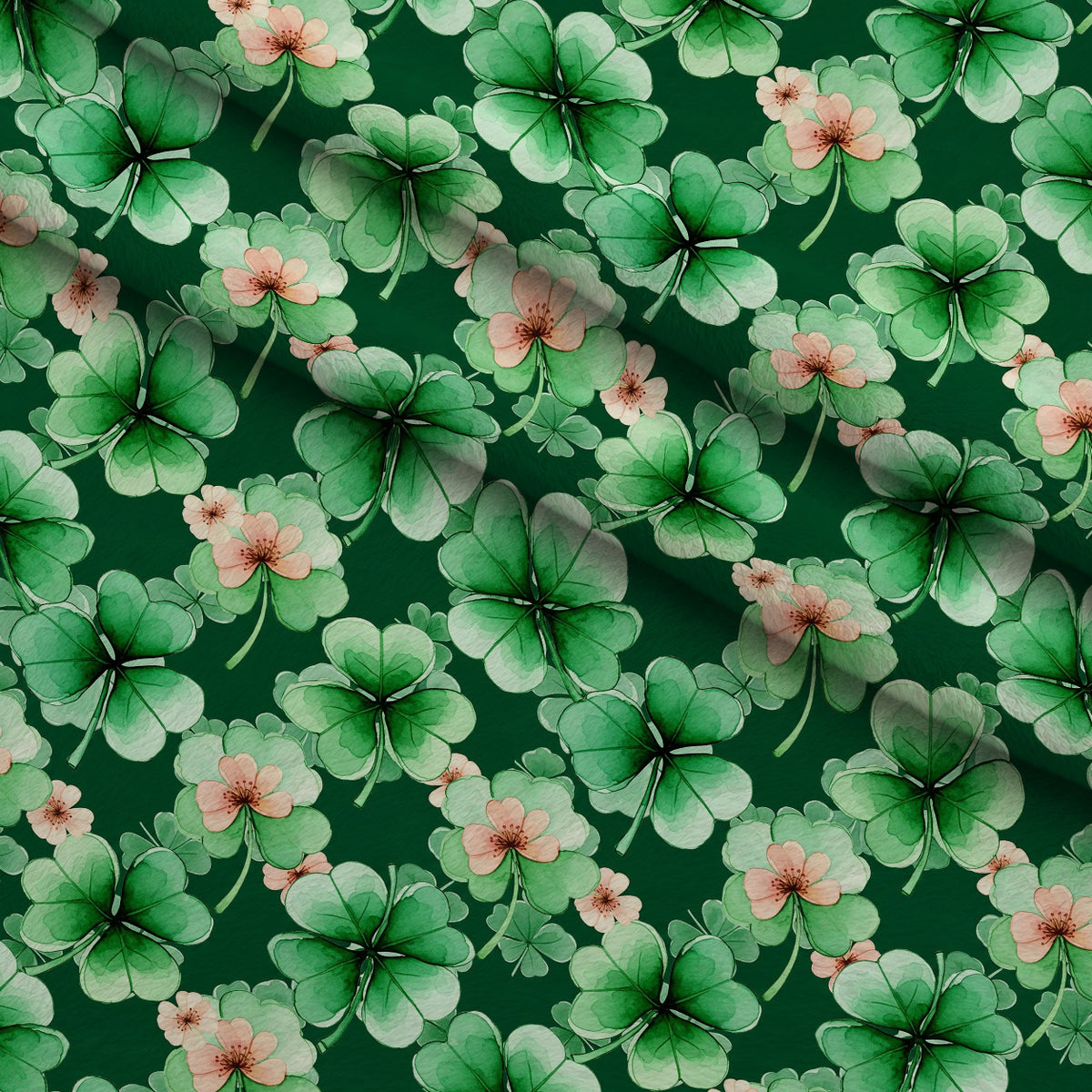 Alcohol Ink Shamrock Pattern 1 Minky Fabric — plush minky folded close-up preview (mv-minky-v1:lying)