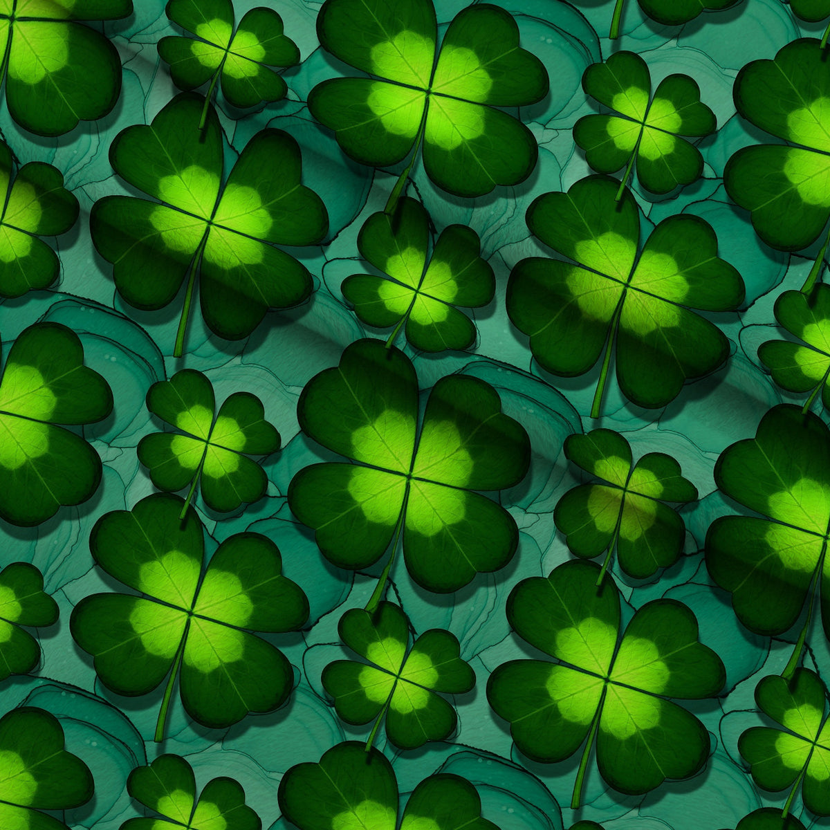 Alcohol Ink Shamrock Pattern 11 Minky Fabric — plush minky folded close-up preview (mv-minky-v1:lying)