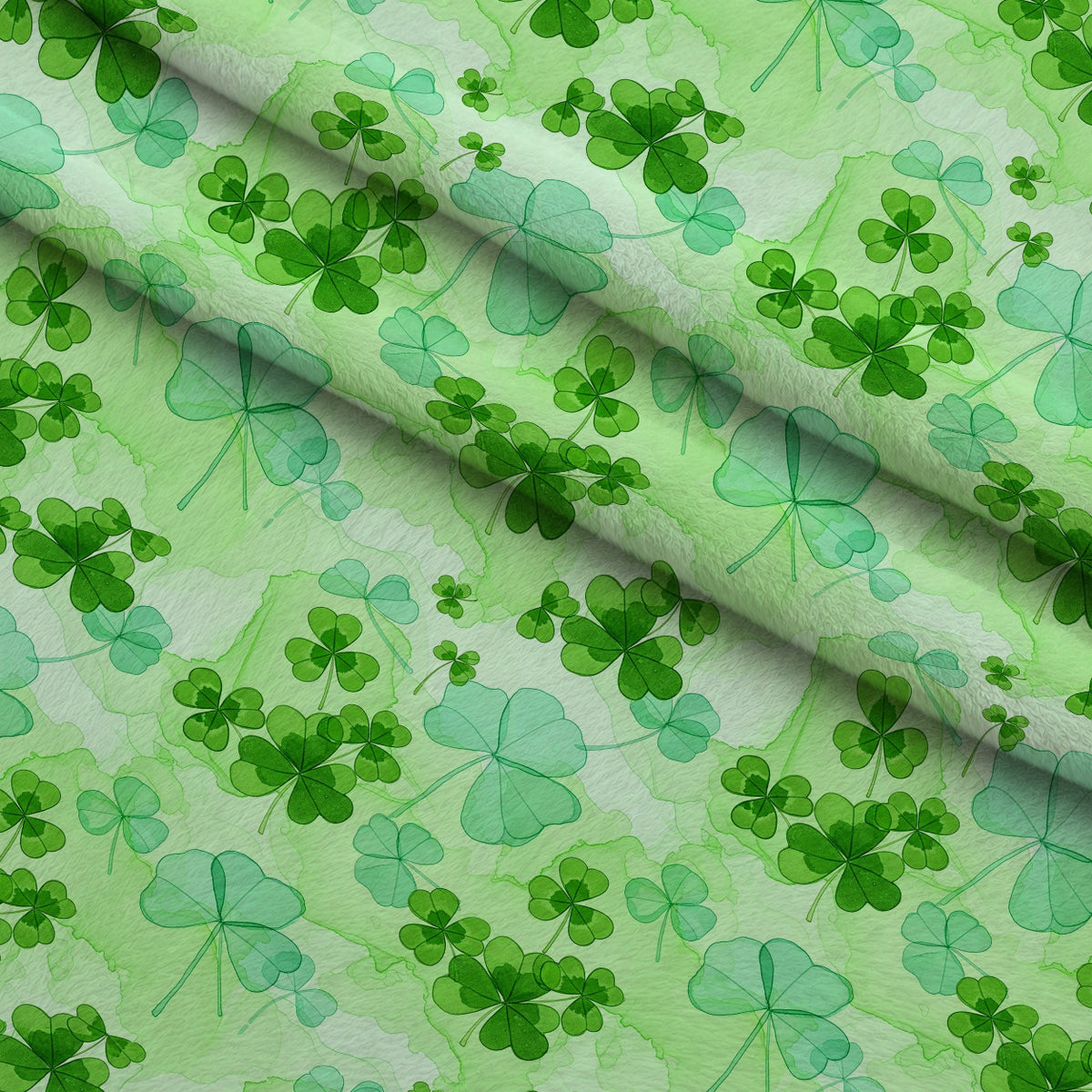 Alcohol Ink Shamrock Pattern 14 Minky Fabric — plush minky folded close-up preview (mv-minky-v1:lying)