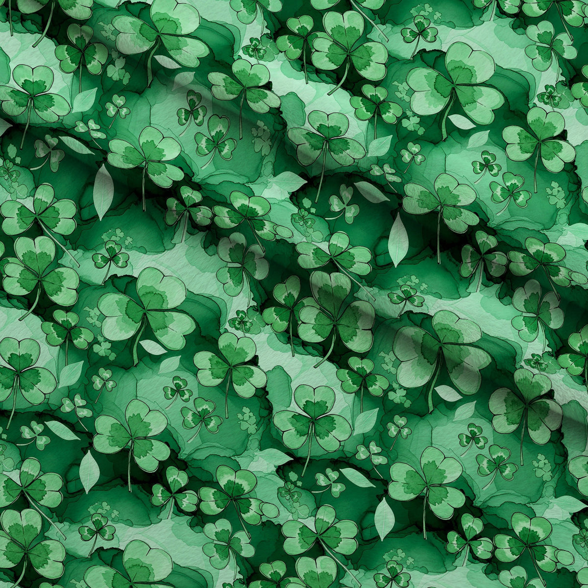 Alcohol Ink Shamrock Pattern 16 Minky Fabric — plush minky folded close-up preview (mv-minky-v1:lying)