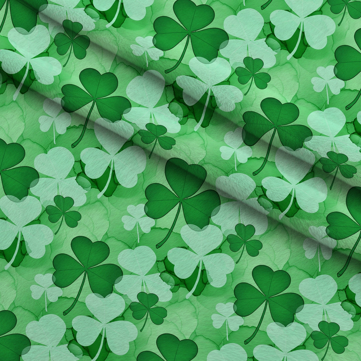 Alcohol Ink Shamrock Pattern 17 Minky Fabric — plush minky folded close-up preview (mv-minky-v1:lying)