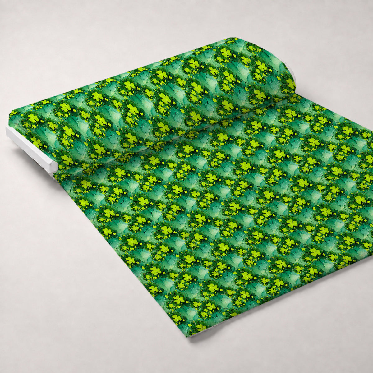 Alcohol Ink Shamrock Pattern 21 Minky Fabric — plush minky unrolled bolt preview (mv-minky-v1:bolt)