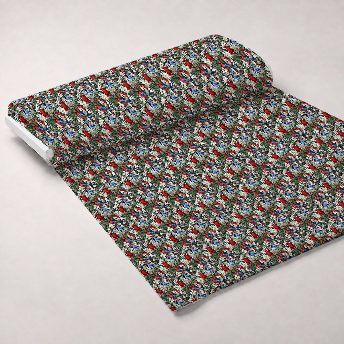 Allover Christmas Cardinals Pattern 1 Minky Fabric — plush minky unrolled bolt preview (mv-minky-v1:bolt)