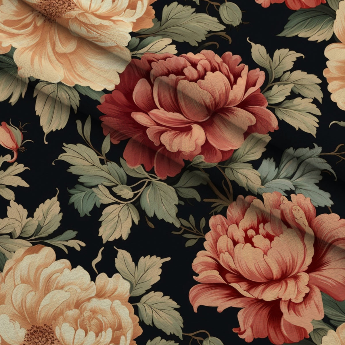 Antique Bouquet Pattern 14 Minky Fabric — plush minky folded close-up preview (mv-minky-v1:lying)