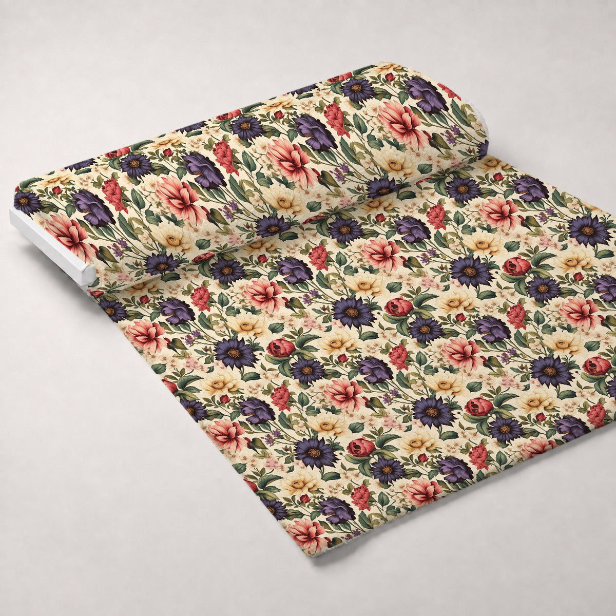 Antique Bouquet Pattern 17 Minky Fabric — plush minky unrolled bolt preview (mv-minky-v1:bolt)