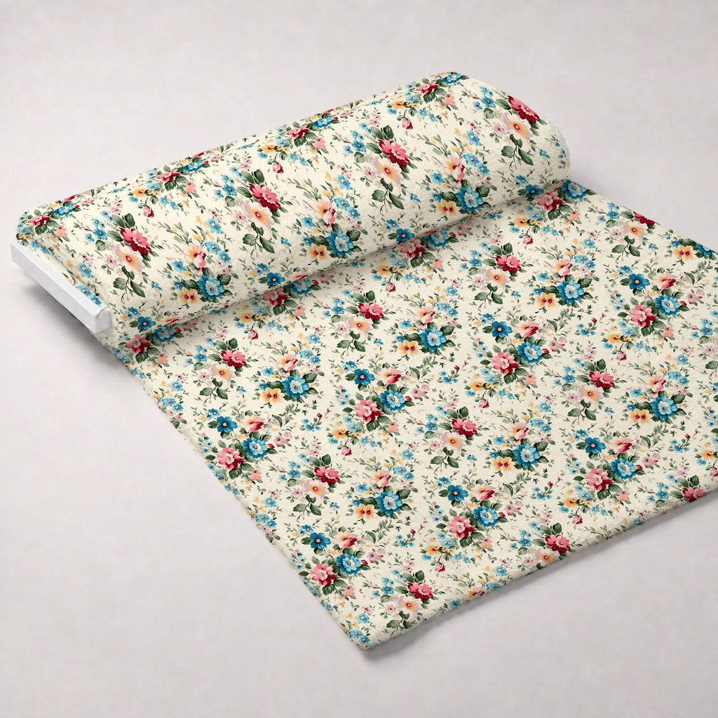 Antique Bouquet Pattern 2 Minky Fabric — plush minky unrolled bolt preview (mv-minky-v1:bolt)