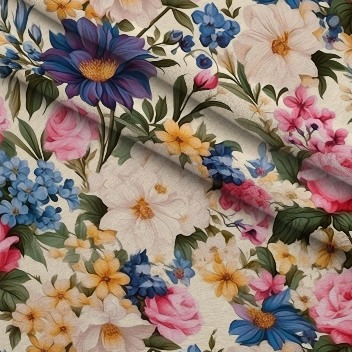 Antique Bouquet Pattern 8 Minky Fabric — plush minky folded close-up preview (mv-minky-v1:lying)