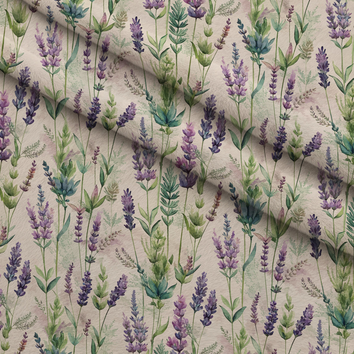 Art Nouveau Lavender Sprigs Pattern 1 Minky Fabric — plush minky folded close-up preview (mv-minky-v1:lying)