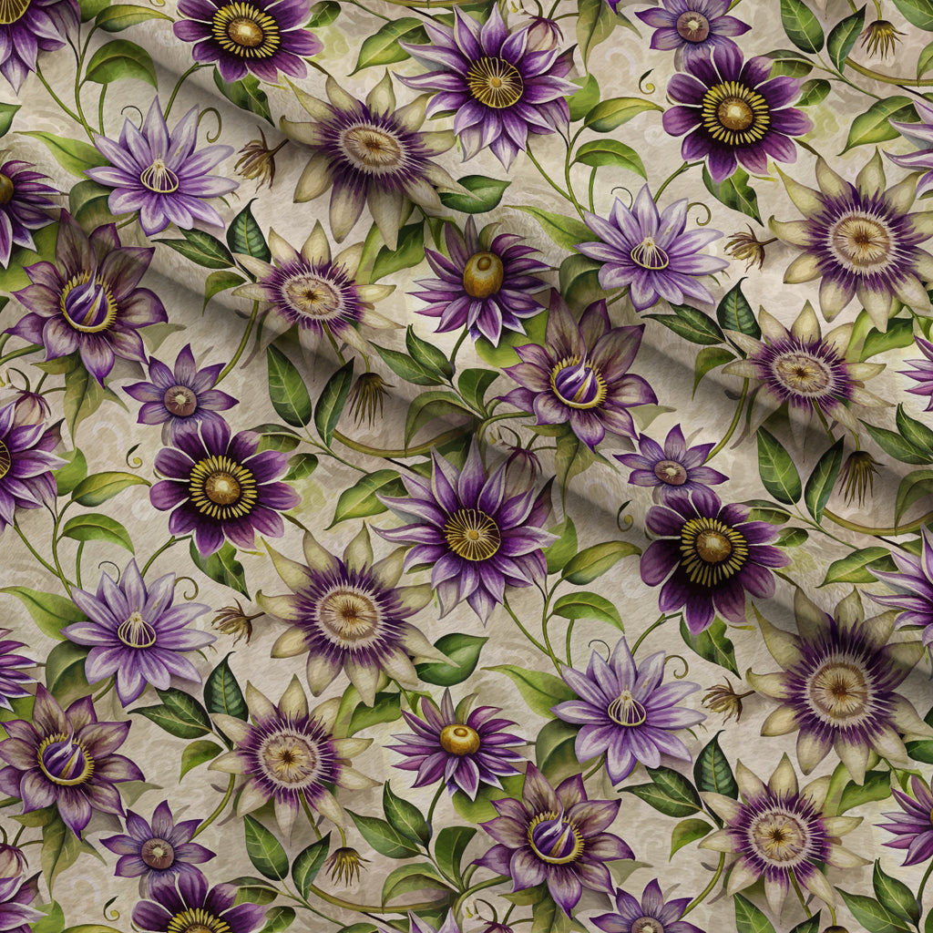 Art Nouveau Passionflowers Pattern 1 Minky Fabric — plush minky folded close-up preview (mv-minky-v1:lying)