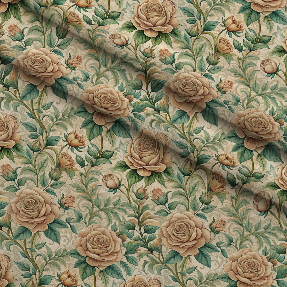 Art Nouveau Roses Pattern 2 Minky Fabric — plush minky folded close-up preview (mv-minky-v1:lying)