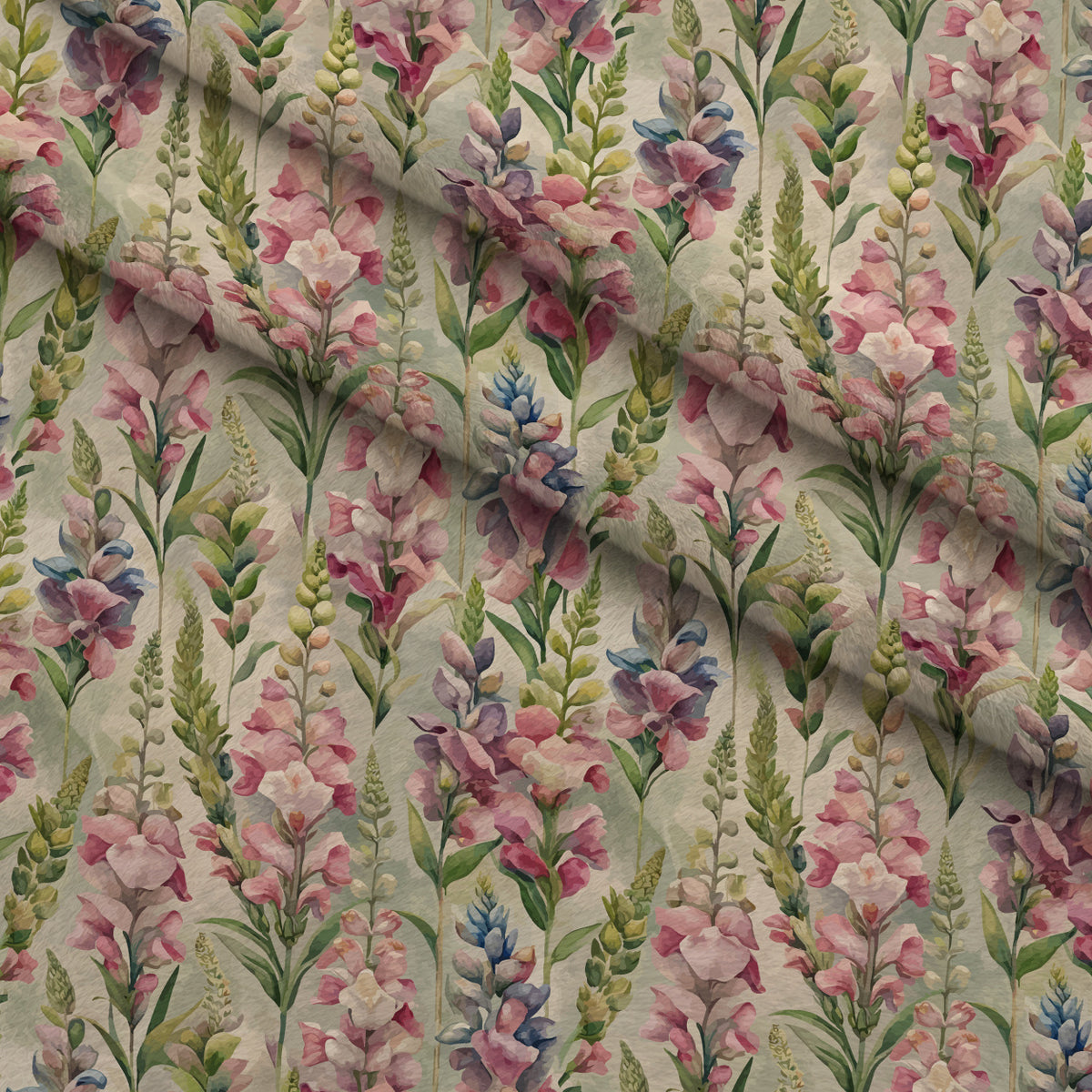 Art Nouveau Snapdragons Pattern 2 Minky Fabric — plush minky folded close-up preview (mv-minky-v1:lying)