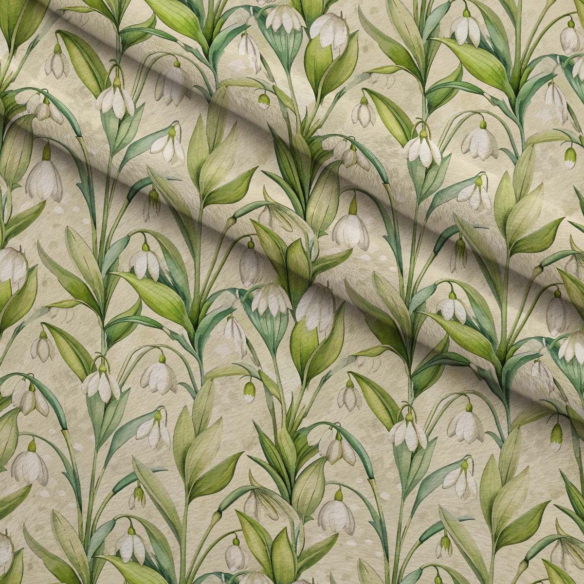Art Nouveau Snowdrops Pattern 2 Minky Fabric — plush minky folded close-up preview (mv-minky-v1:lying)