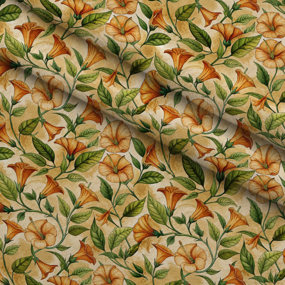 Art Nouveau Trumpet Vines Pattern 1 Minky Fabric — plush minky folded close-up preview (mv-minky-v1:lying)