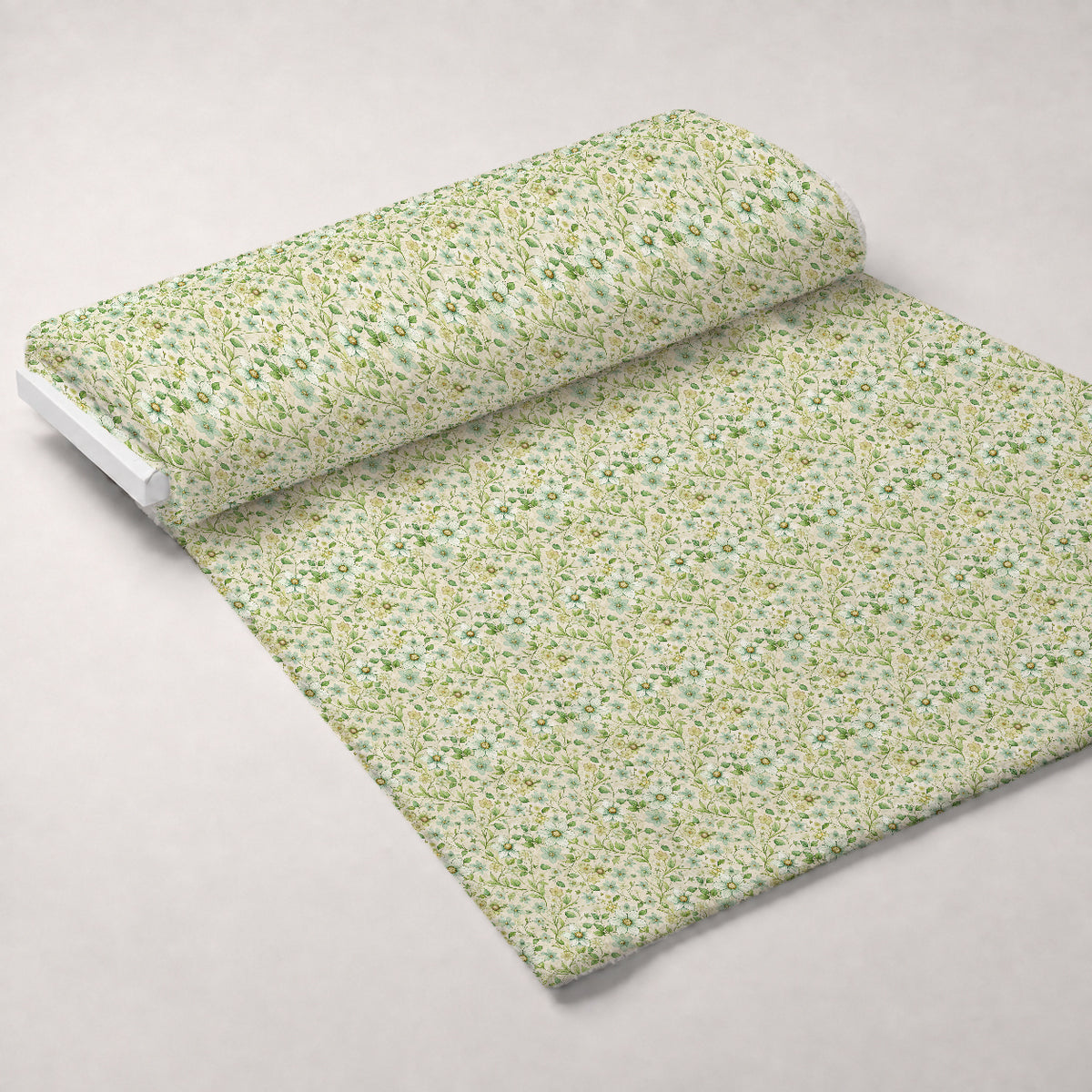 Art Nouveau Woodruff Flowers Pattern 2 Minky Fabric — plush minky unrolled bolt preview (mv-minky-v1:bolt)