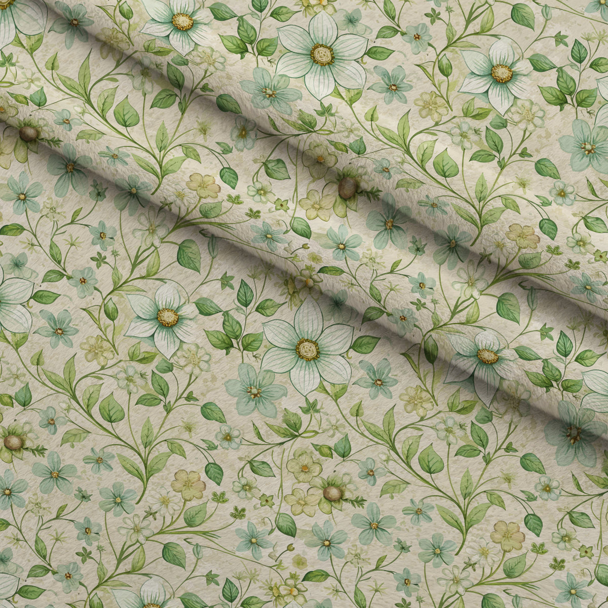 Art Nouveau Woodruff Flowers Pattern 2 Minky Fabric — plush minky folded close-up preview (mv-minky-v1:lying)