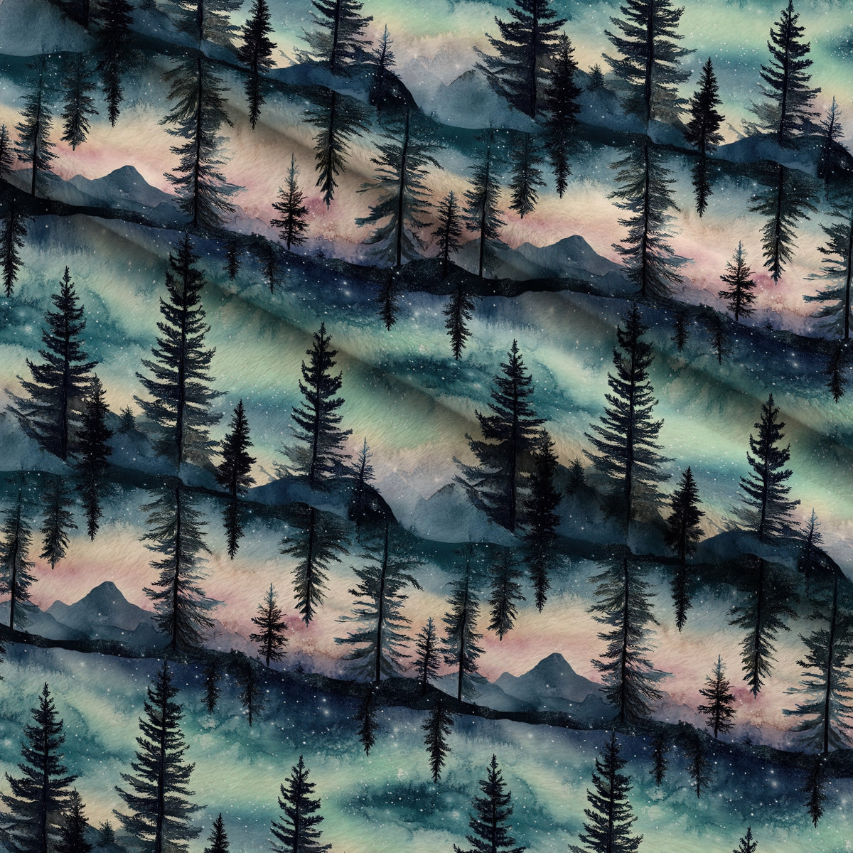 Aurora Pines Pattern 2 Minky Fabric — plush minky folded close-up preview (mv-minky-v1:lying)