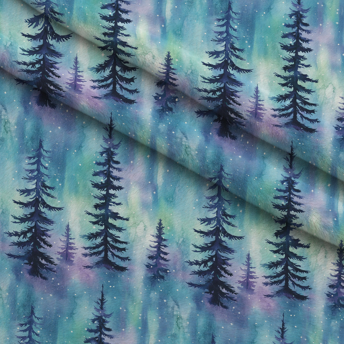 Aurora Pines Pattern 3 Minky Fabric — plush minky folded close-up preview (mv-minky-v1:lying)