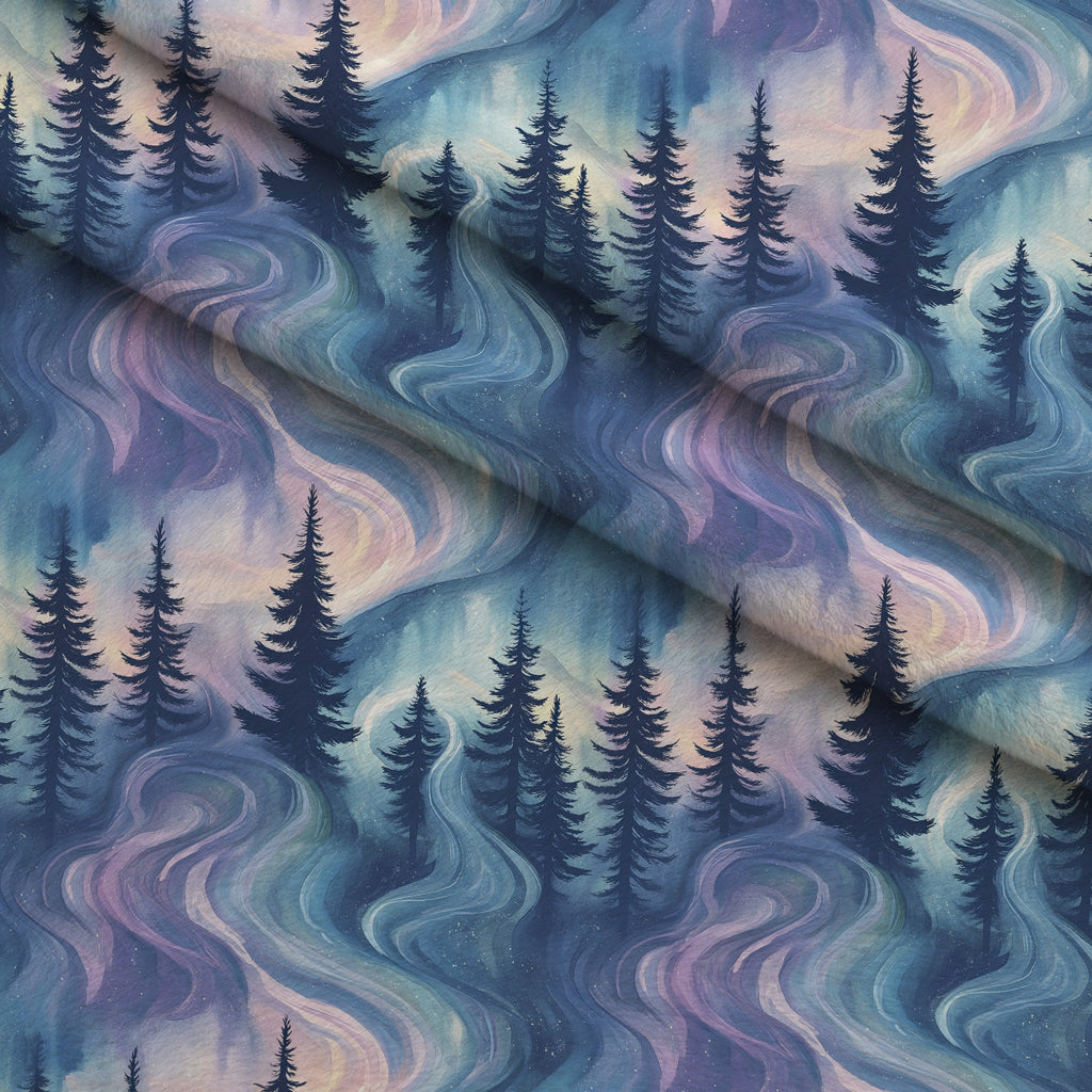 Aurora Pines Pattern 5 Minky Fabric — plush minky folded close-up preview (mv-minky-v1:lying)