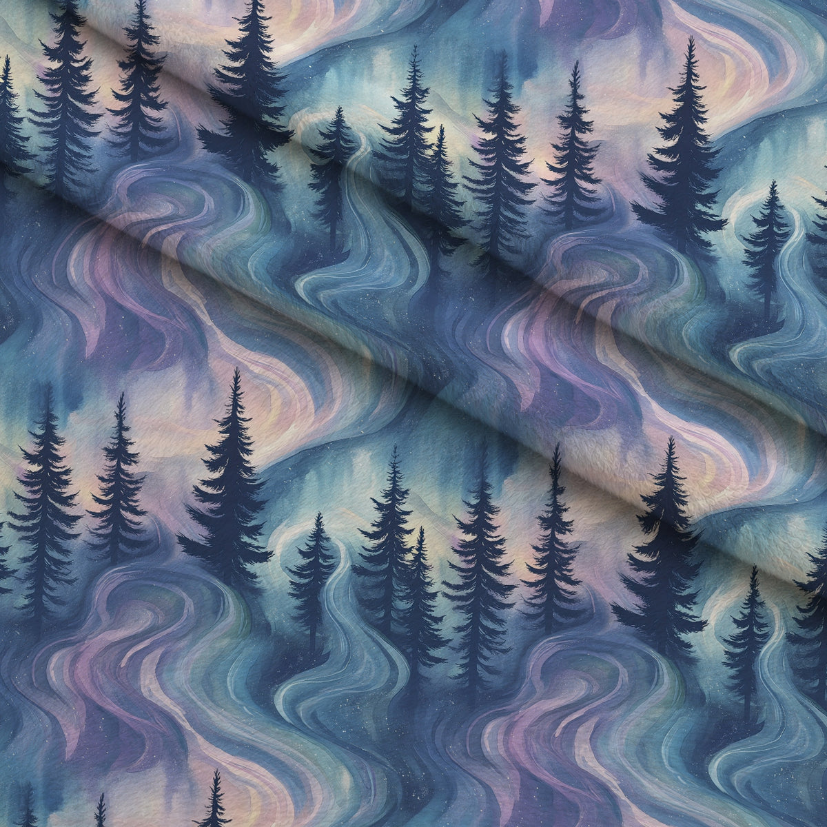 Aurora Pines Pattern 5 Minky Fabric — plush minky folded close-up preview (mv-minky-v1:lying)