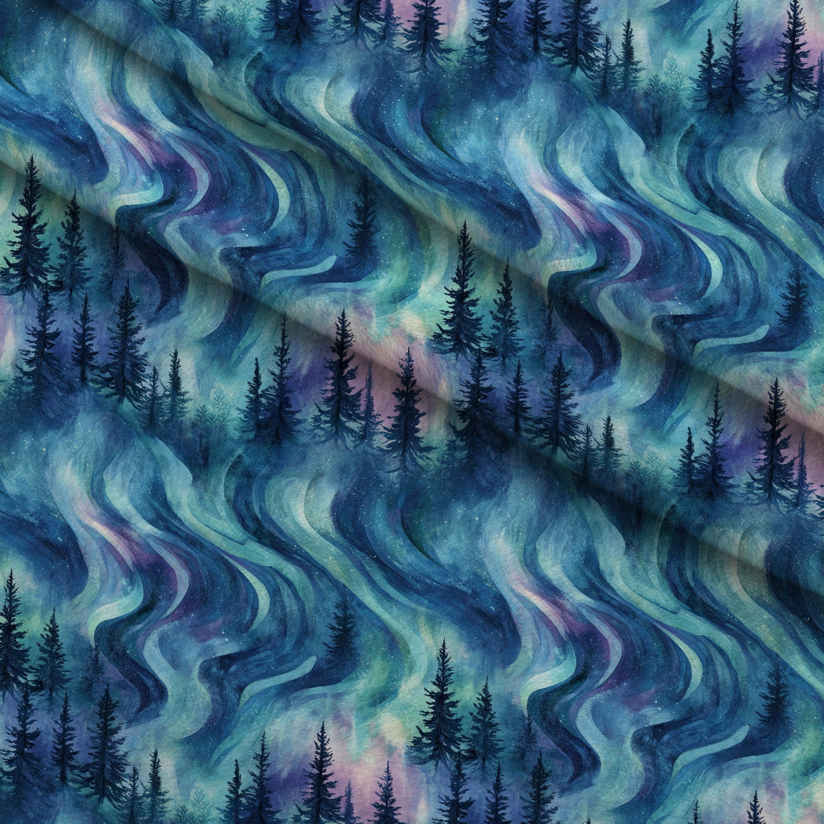Aurora Pines Pattern 6 Minky Fabric — plush minky folded close-up preview (mv-minky-v1:lying)