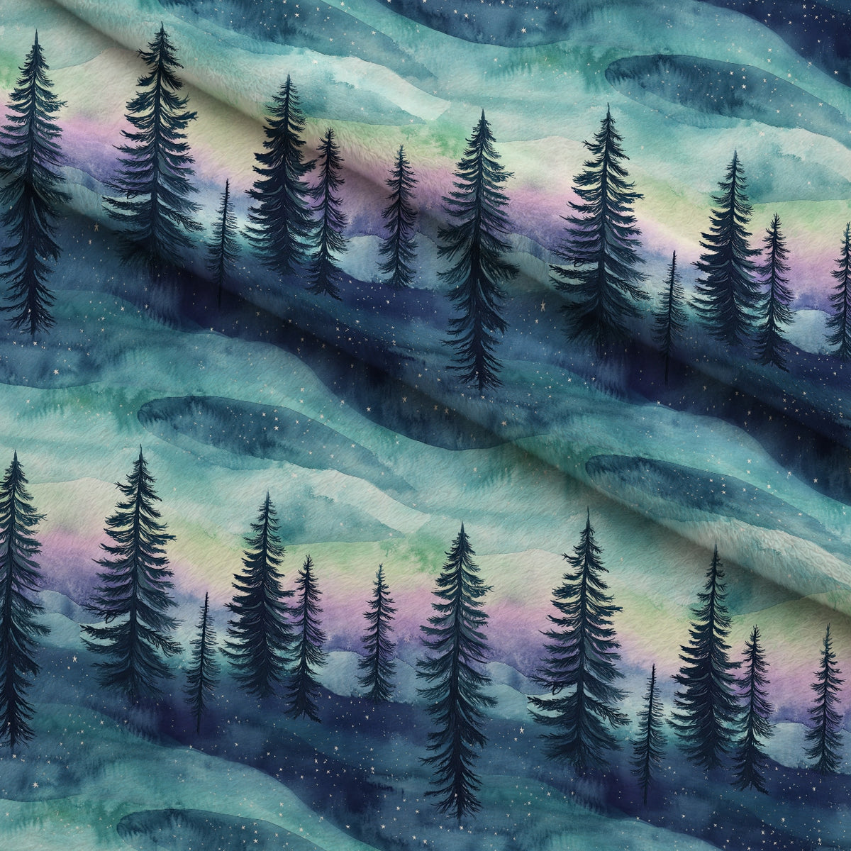Aurora Pines Pattern 9 Minky Fabric — plush minky folded close-up preview (mv-minky-v1:lying)