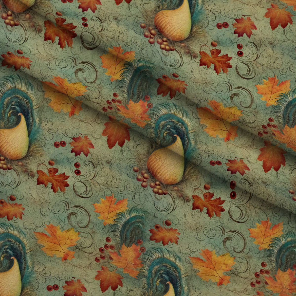 Autumn Harvest Reverie Pattern 10 Minky Fabric — plush minky folded close-up preview (mv-minky-v1:lying)