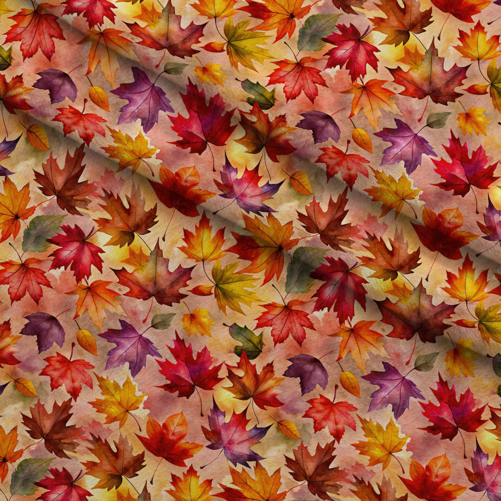 Autumn Watercolor Canopy Pattern 5 Minky Fabric — plush minky folded close-up preview (mv-minky-v1:lying)