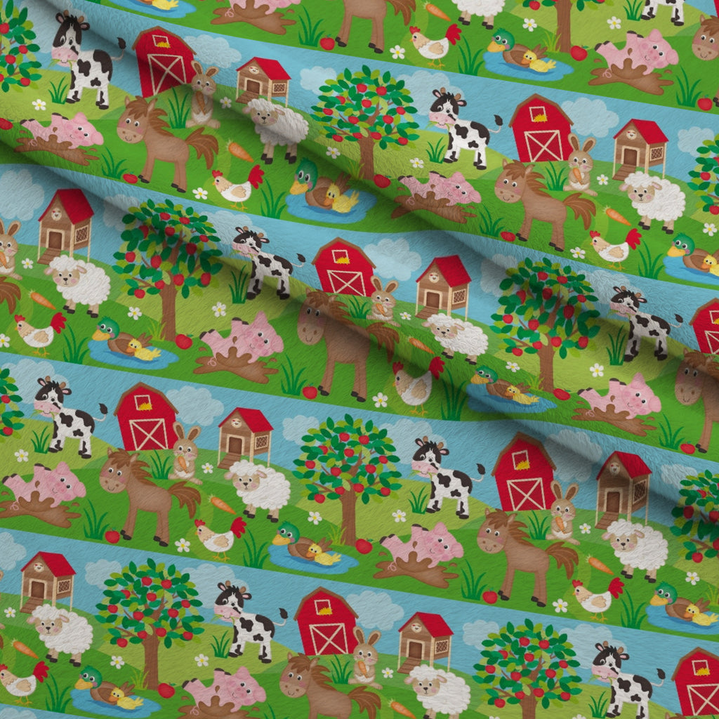 Barnyard Buddies Pattern 8 Minky Fabric — plush minky folded close-up preview (mv-minky-v1:lying)