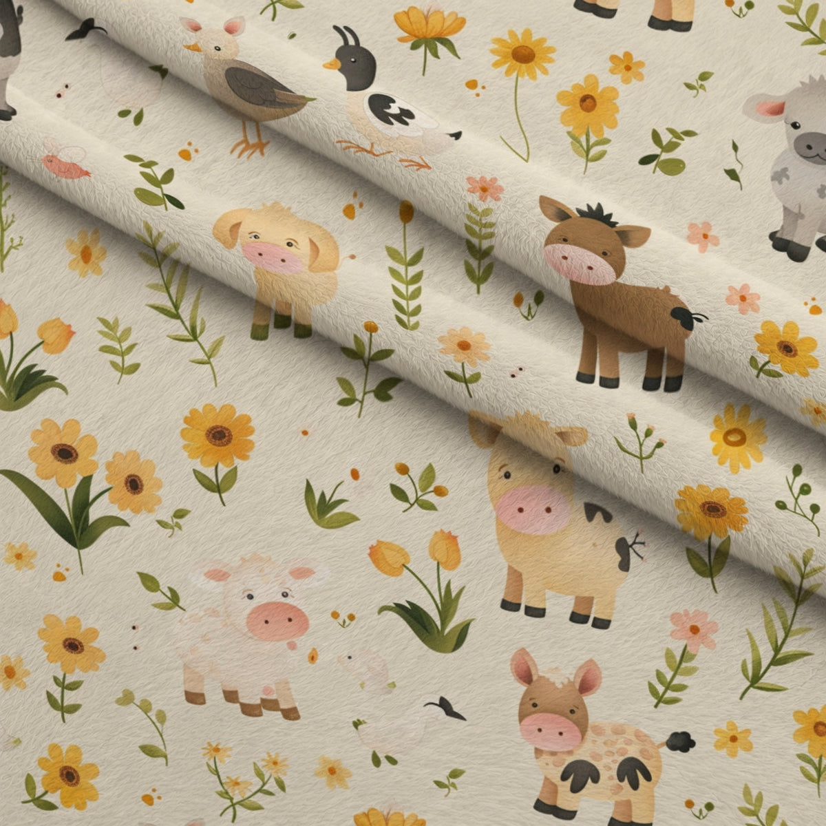 Barnyard Friends Pattern 13 Minky Fabric — plush minky folded close-up preview (mv-minky-v1:lying)