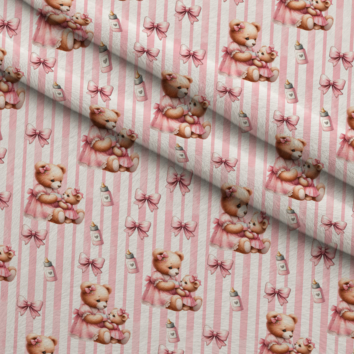 Beary Sweet Party Pattern 1 Minky Fabric — plush minky folded close-up preview (mv-minky-v1:lying)