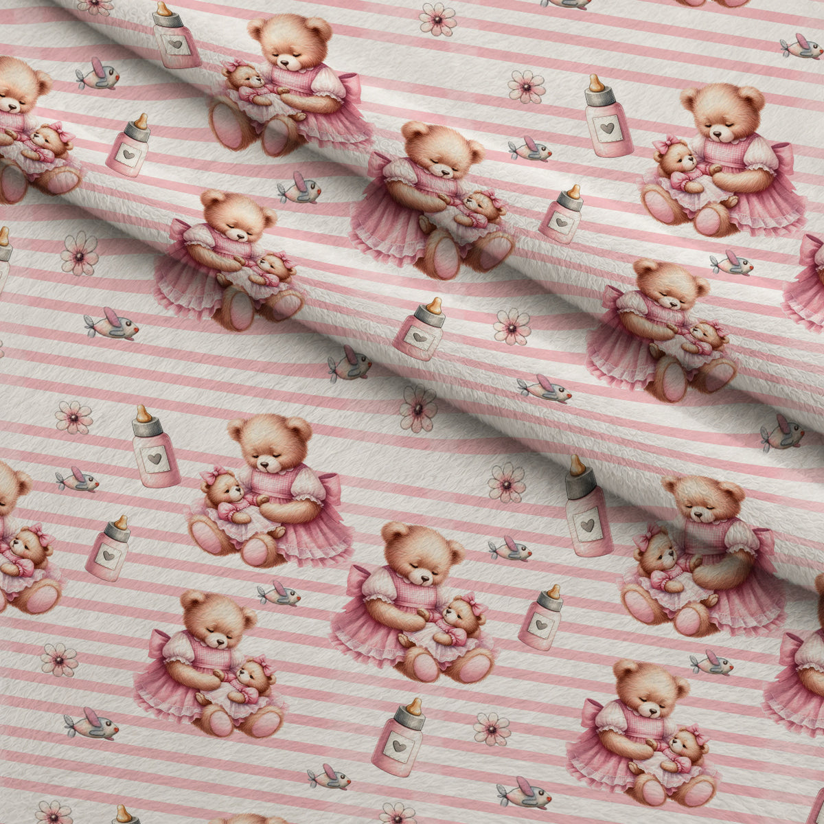 Beary Sweet Party Pattern 3 Minky Fabric — plush minky folded close-up preview (mv-minky-v1:lying)